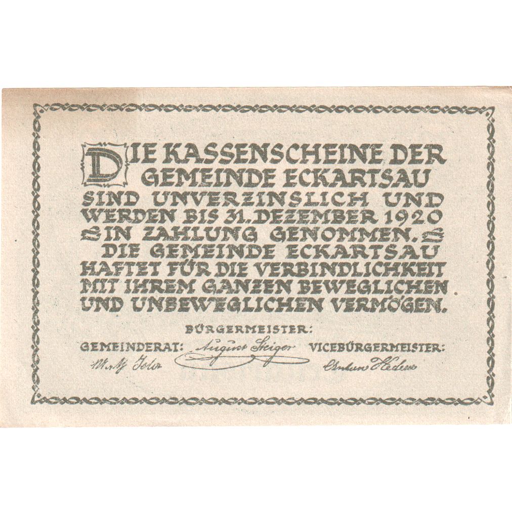 Österreich, Eckartsau, 30 Heller, Texte, 1920, 1920-12-31, UNZ-, Mehl:FS 149a