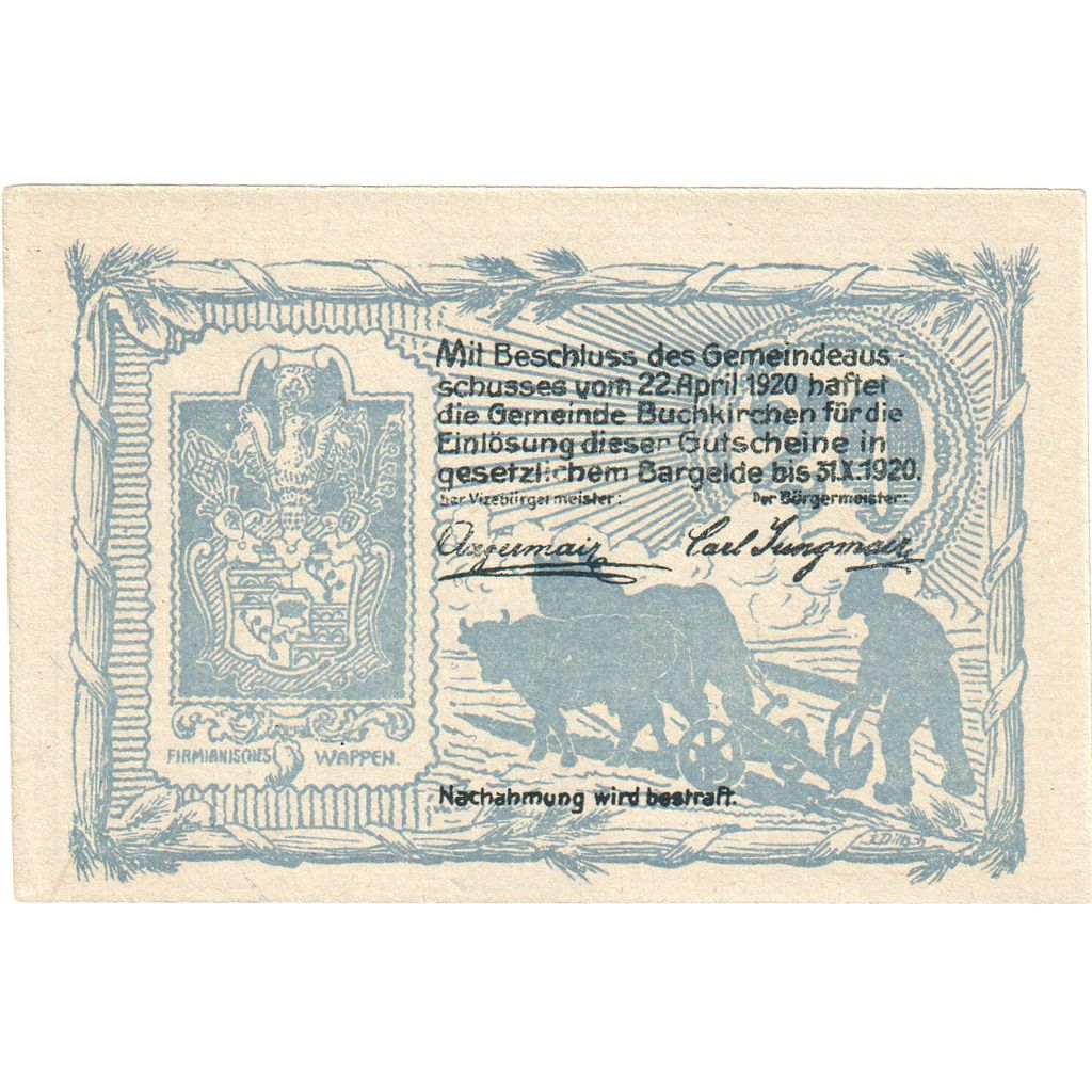 Österreich, Buchkirchen, 20 Heller, château 1920-10-31, UNZ-, Mehl:FS 114a