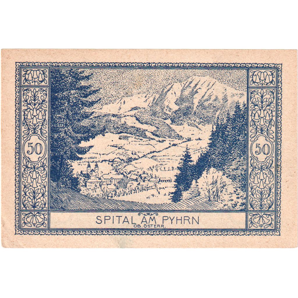 Österreich, Spital am Pyhrn, 50 Heller, hiver 1921-03-31, UNZ-, Mehl:FS 1007Ib