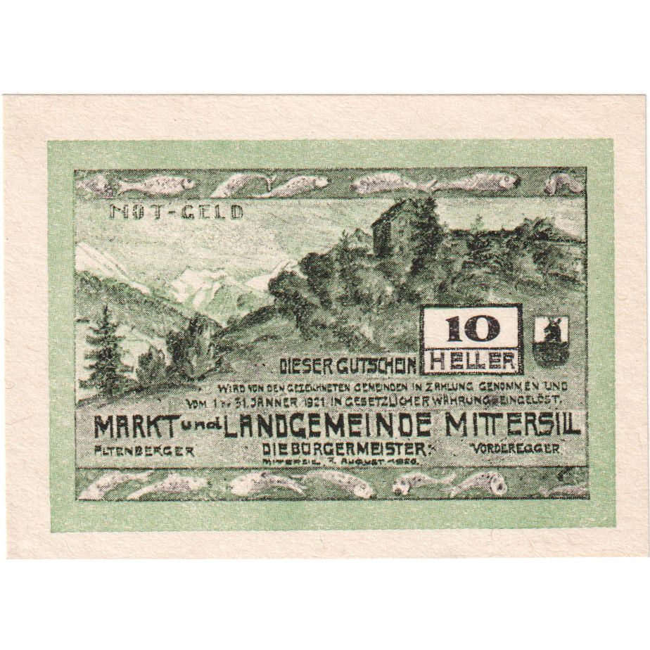 Österreich, Mittersill, 10 Heller, Foret, 1920, 1920-01-31, UNZ-, Mehl:FS 622a