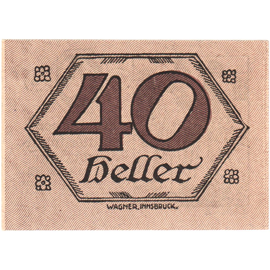 Österreich, Brandenberg, 40 Heller, personnage 1920-12-31, UNZ-, Mehl:FS 99c