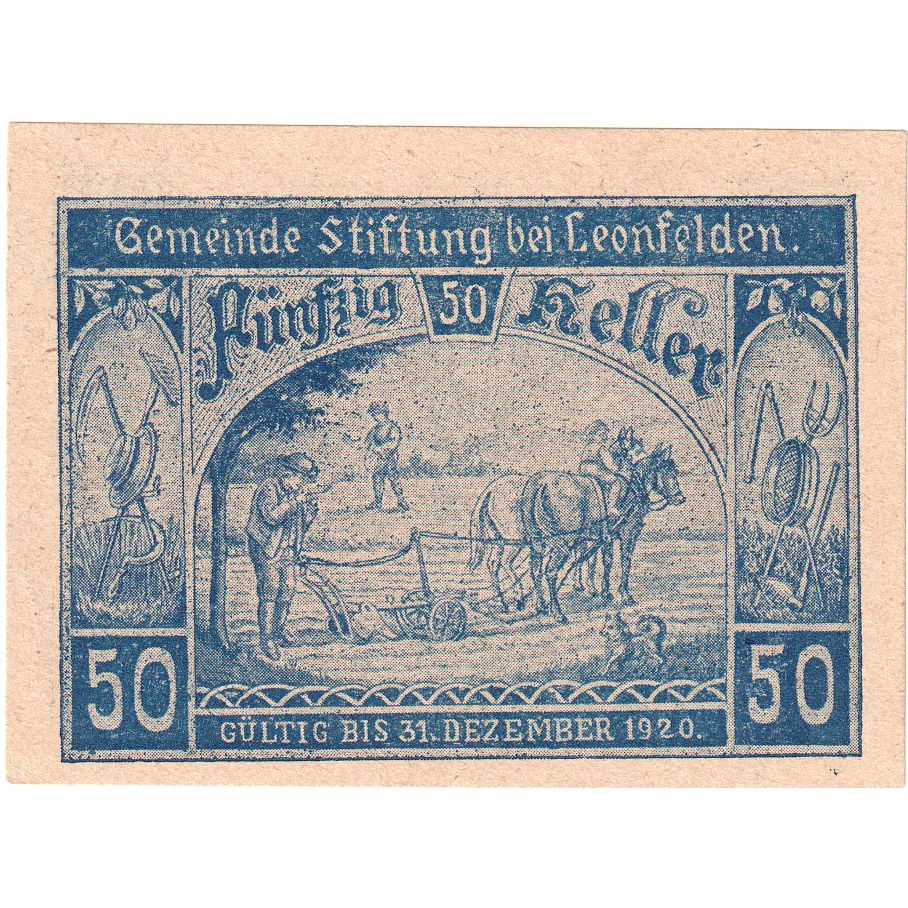 Österreich, Leonfelden, 50 Heller, champs 1920-12-31, UNZ-, Mehl:FS 1037a