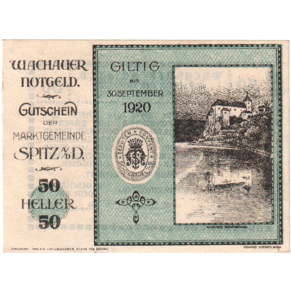Österreich, Spitz, 50 Heller, château, 1920, 1920-09-30, UNZ-, Mehl:FS 1122