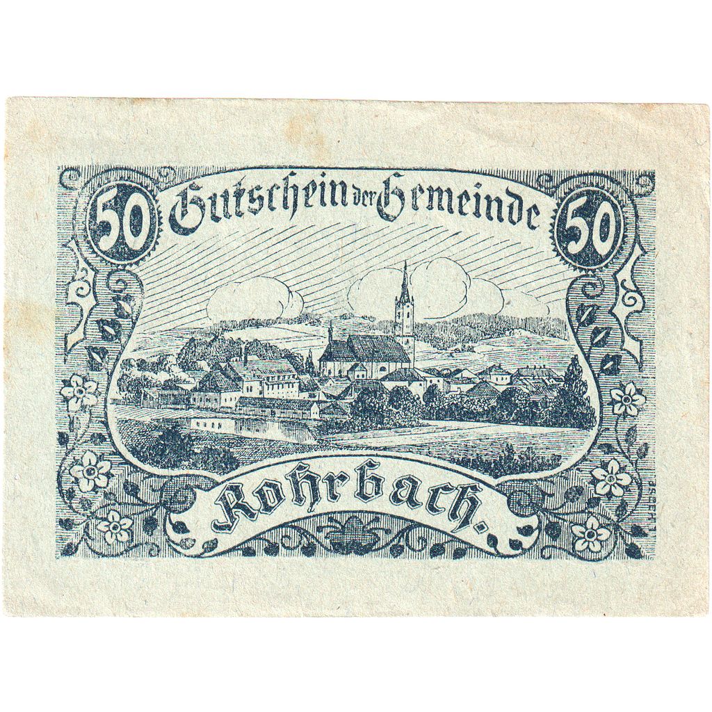 Österreich, Rohrbach, 50 Heller, village, 1920, SS, Mehl:FS 841a