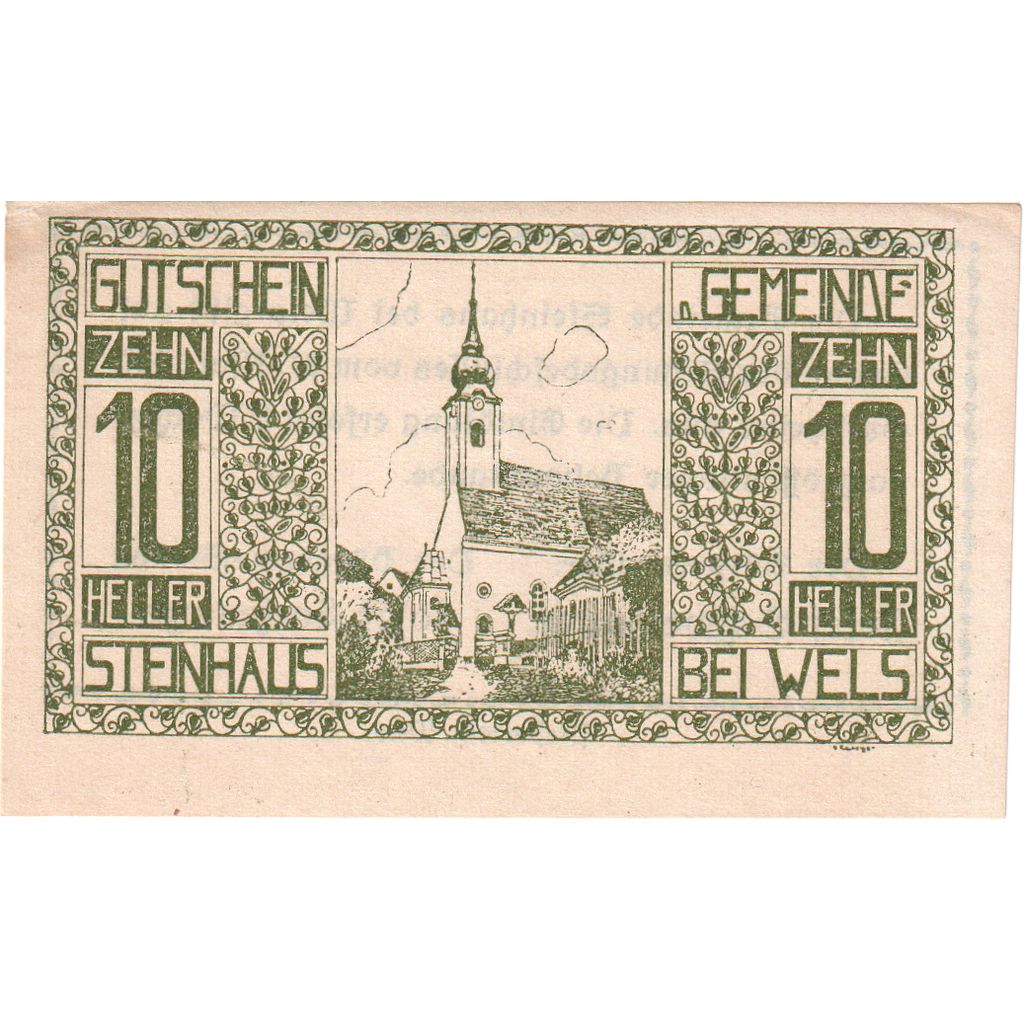 Österreich, Steinhaus, 10 Heller, Eglise, 1920, 1920-12-31, VZ, Mehl:FS 1030Ia