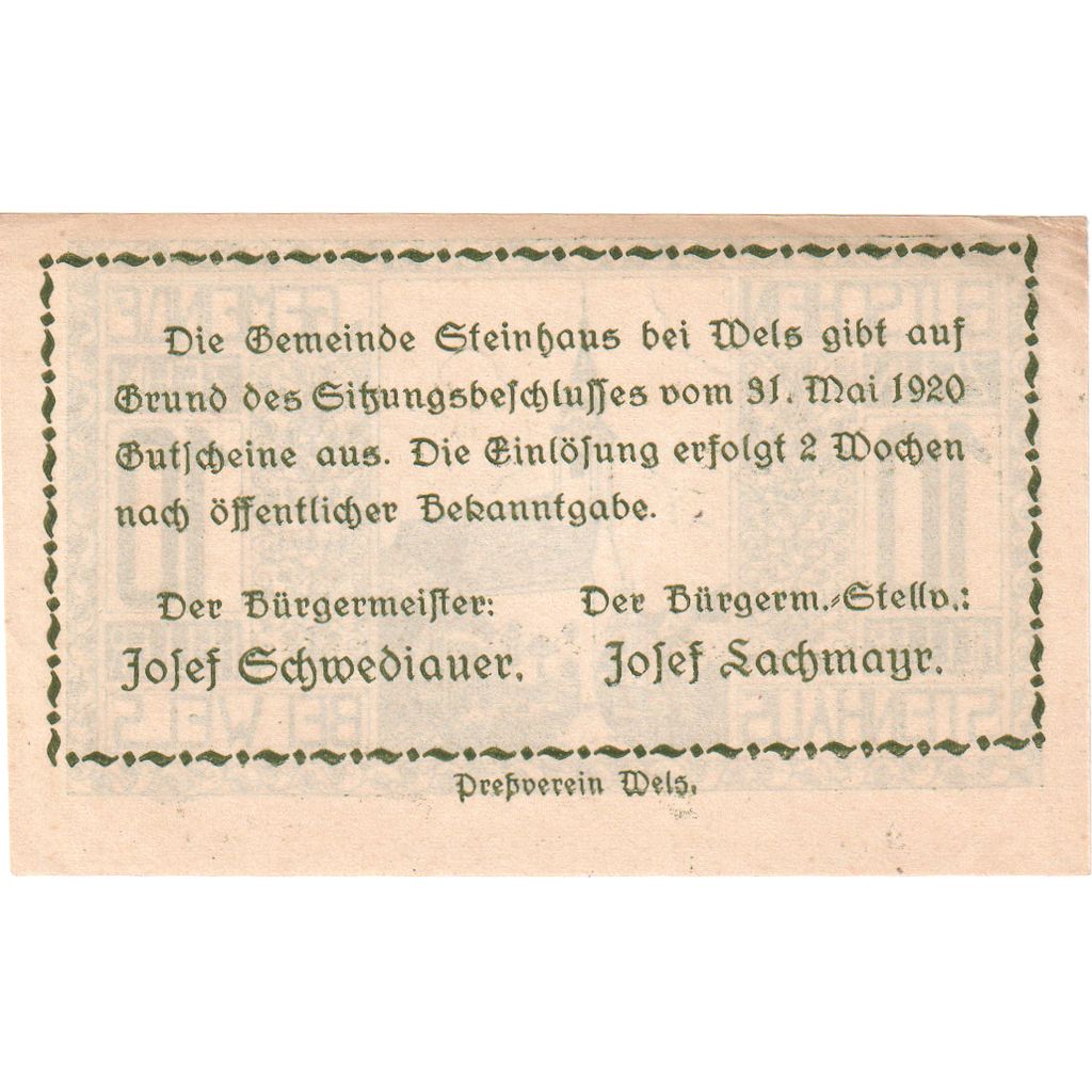 Österreich, Steinhaus, 10 Heller, Eglise, 1920, 1920-12-31, VZ, Mehl:FS 1030Ia