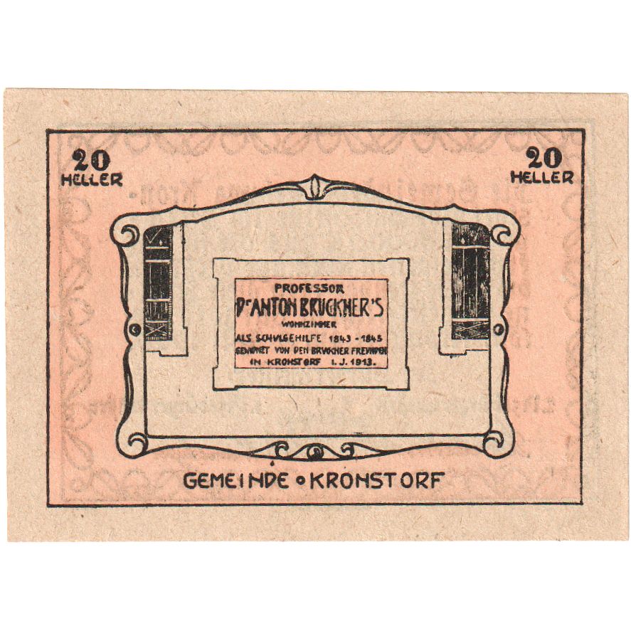 Austria, Kronstorf, 20 Heller, parchemin 1920-12-31, UNC(63), Mehl:FS 486a