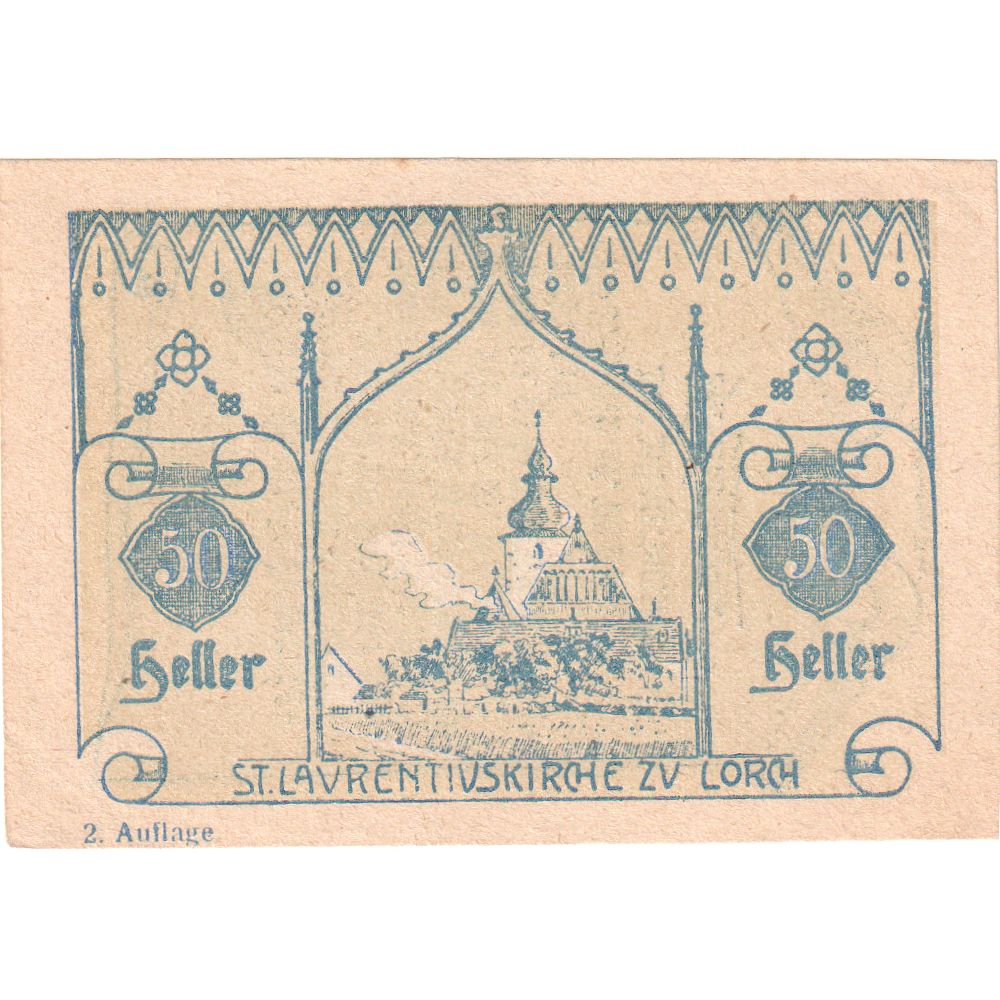Österreich, Lorch, 50 Heller, Eglise, 1920, 1920-12-31, UNZ-, Mehl:FS 564b