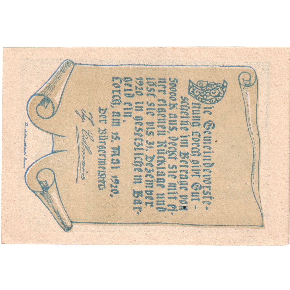 Österreich, Lorch, 50 Heller, Eglise, 1920, 1920-12-31, UNZ-, Mehl:FS 564b