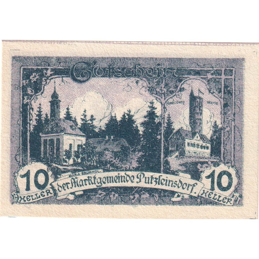 Austria, Putzleinsdorf, 10 Heller, château, 1920, UNC(63), Mehl:FS 804a