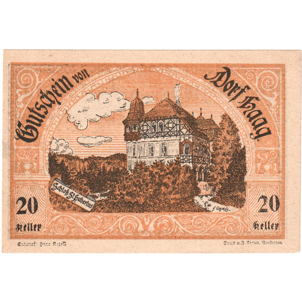Österreich, Dorf Haag, 20 Heller, mairie, 1920, 1920-12-31, UNZ-, Mehl:FS 317a