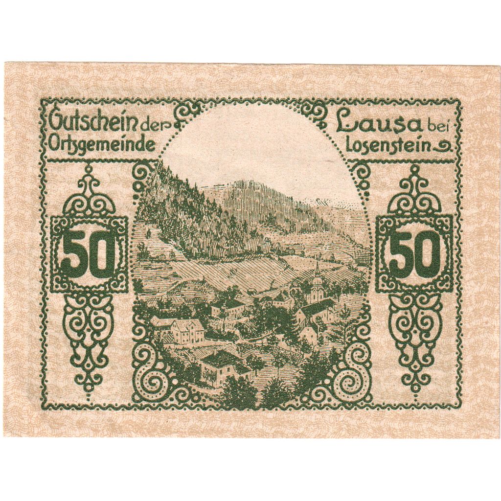 Österreich, Lausa, 50 Heller, paysage, 1920, UNZ-, Mehl:FS 506IIa