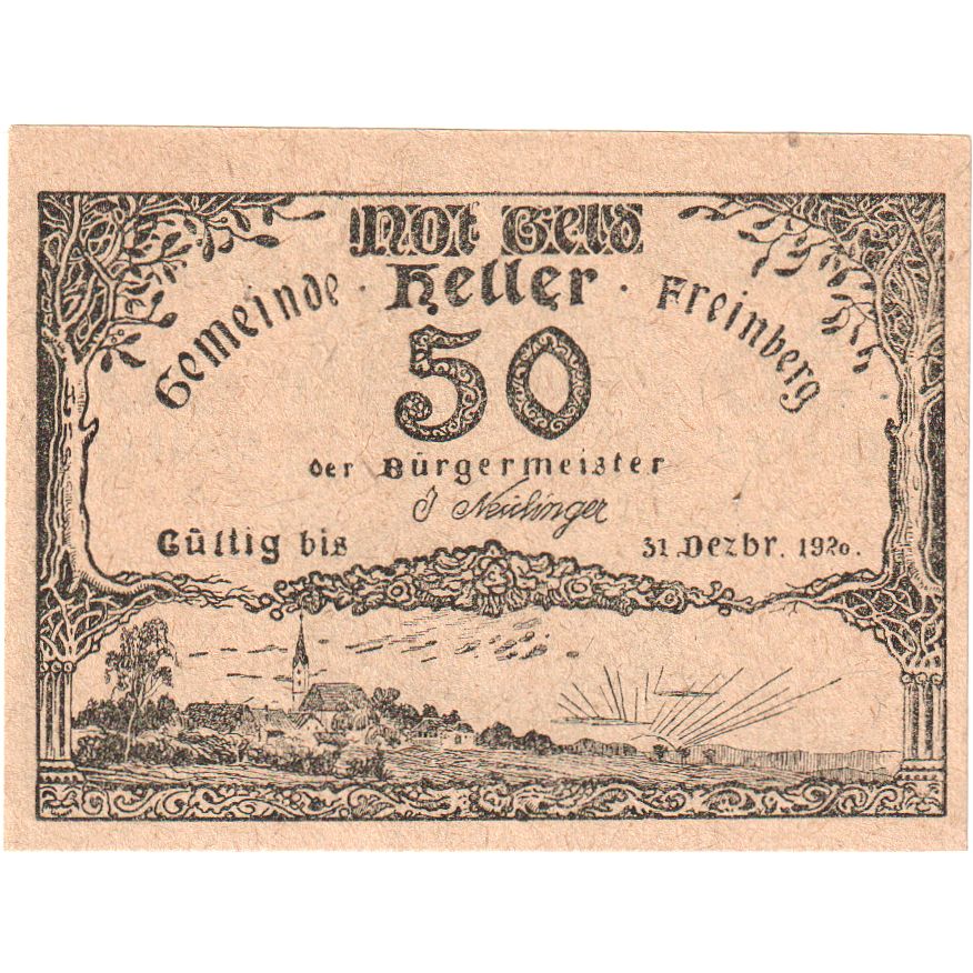 Österreich, Freinberg, 50 Heller, village 1920-12-31, UNZ-, Mehl:FS 211Ib
