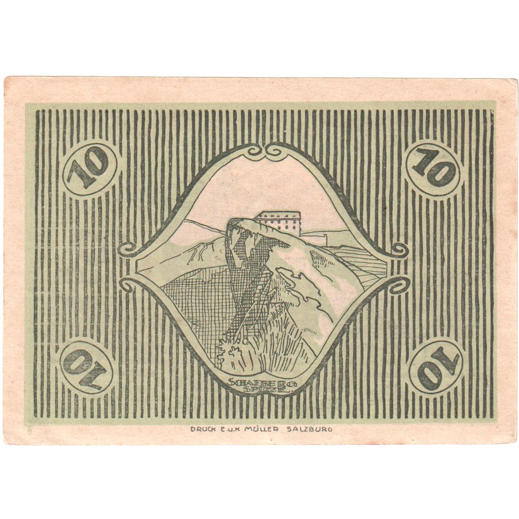 Austria, St Gilgen, 10 Heller, Eglise, 1920, 1920-10-15, EBC, Mehl:FS 891a