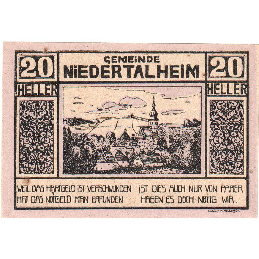 Österreich, Niedertalheim, 20 Heller, village, 1920-12-31, UNZ-, Mehl:FS 672d