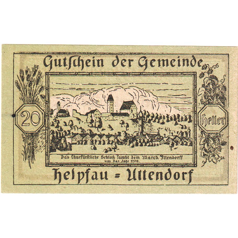 Österreich, Helpfau-Uttendorf, 20 Heller, village 1920-10-31, UNZ- Mehl:FS 365Ia