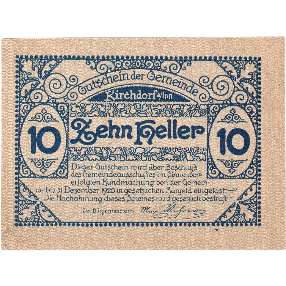 Österreich, Kirchdorf, 10 Heller, Eglise, 1920, 1920-12-31, UNZ-, Mehl:FS 444a
