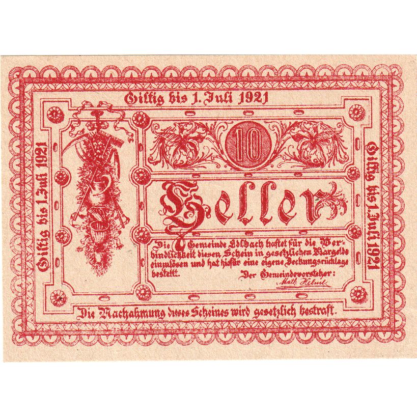 Österreich, edlbach, 10 Heller, Texte, 1921, 1921-07-01, UNZ-, Mehl:FS 150a
