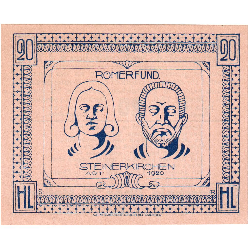 Österreich, Steinerkirchen, 20 Heller, portrait 1920-10-31, UNZ- Mehl:FS 1029IIa