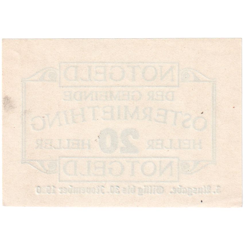Österreich, Ostermiething, 20 Heller, Texte 1920-12-31, UNZ-, Mehl:FS 713IIIa