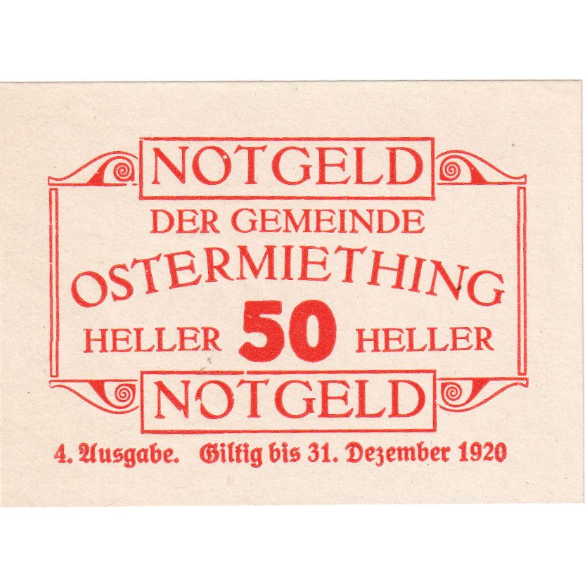 Österreich, Ostermiething, 50 Heller, château 1920-12-31, UNZ-, Mehl:FS 713IIIa