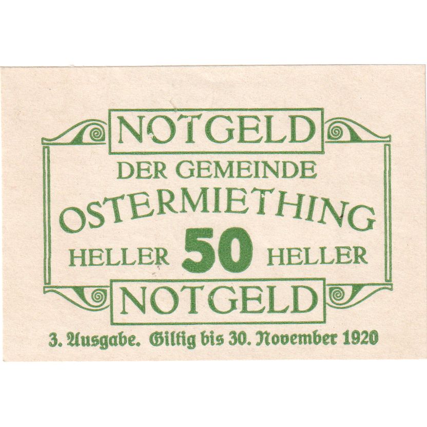 Österreich, Ostermiething, 50 Heller, Texte 1920-12-31, UNZ-, Mehl:FS 713IIIa