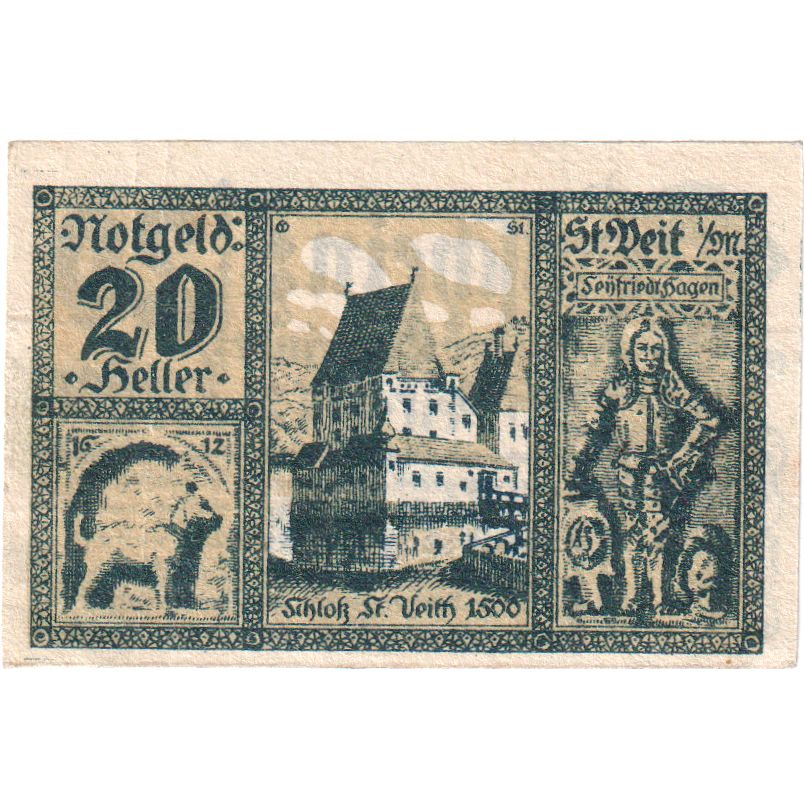 Österreich, St Veit, 20 Heller, château, 1920, 1920-12-31, VZ, Mehl:FS 944a