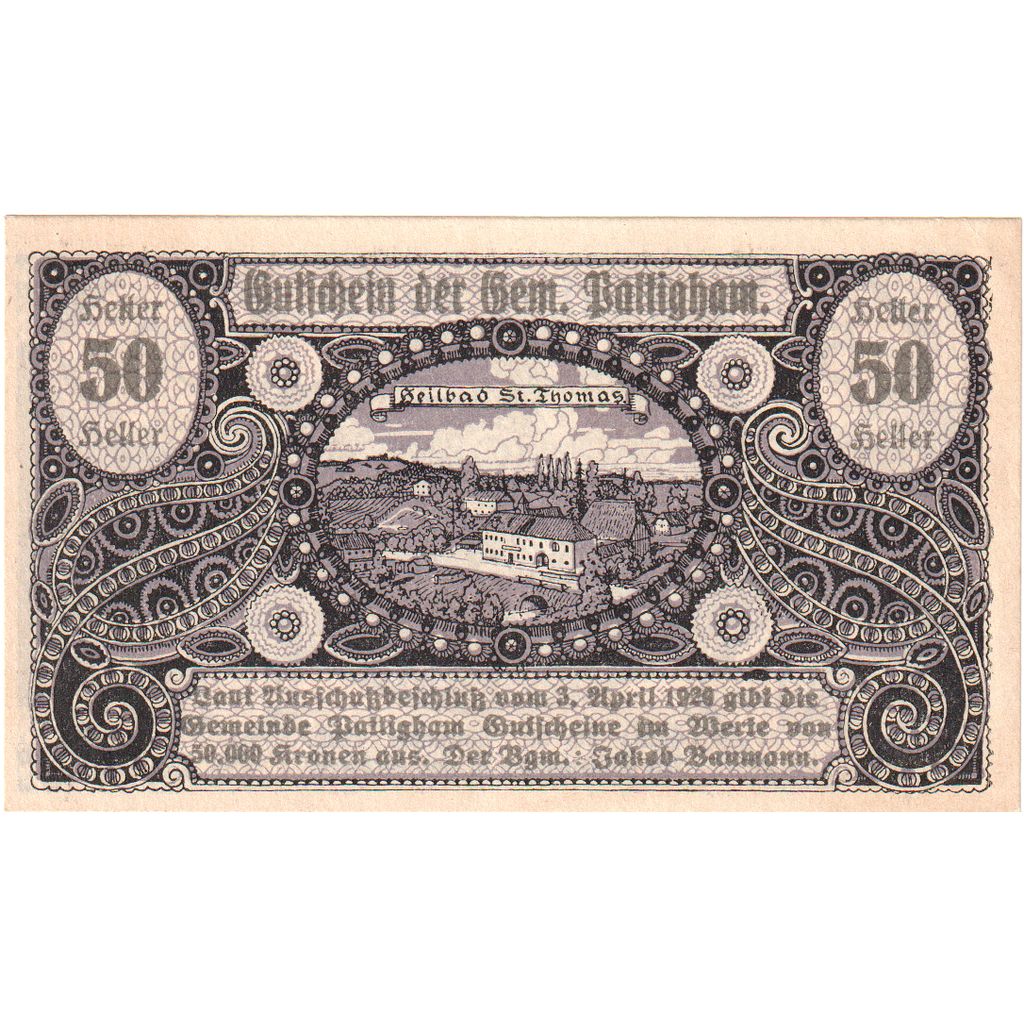 Österreich, Pattigham, 50 Heller, château 1920-12-31, UNZ-, Mehl:FS 723a