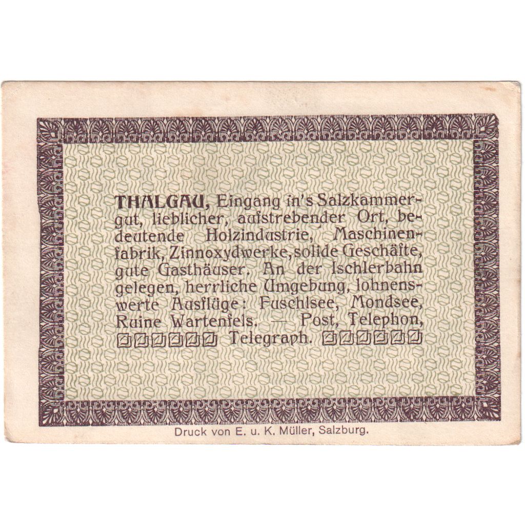 Austria, Thalgau, 10 Heller, Eglise, 1920, 1920-09-30, UNC(63), Mehl:FS 1065a