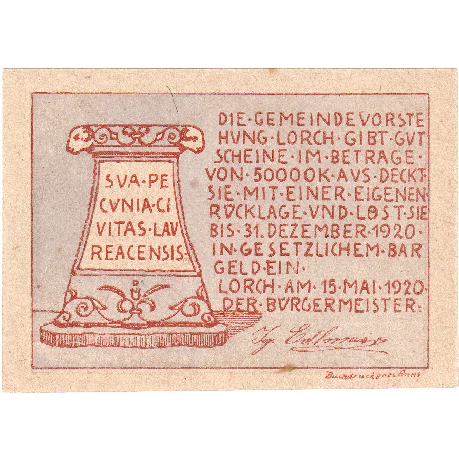 Österreich, Lorch, 20 Heller, Monument, 1920, 1920-12-31, UNZ-, Mehl:FS 564b