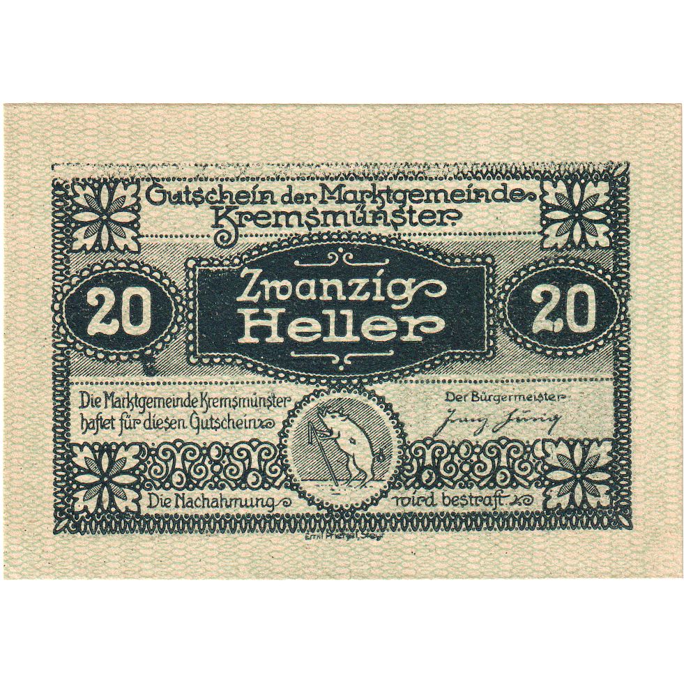 Österreich, Kremsmunster, 20 Heller, village 1920-12-31, UNZ-, Mehl:FS 475