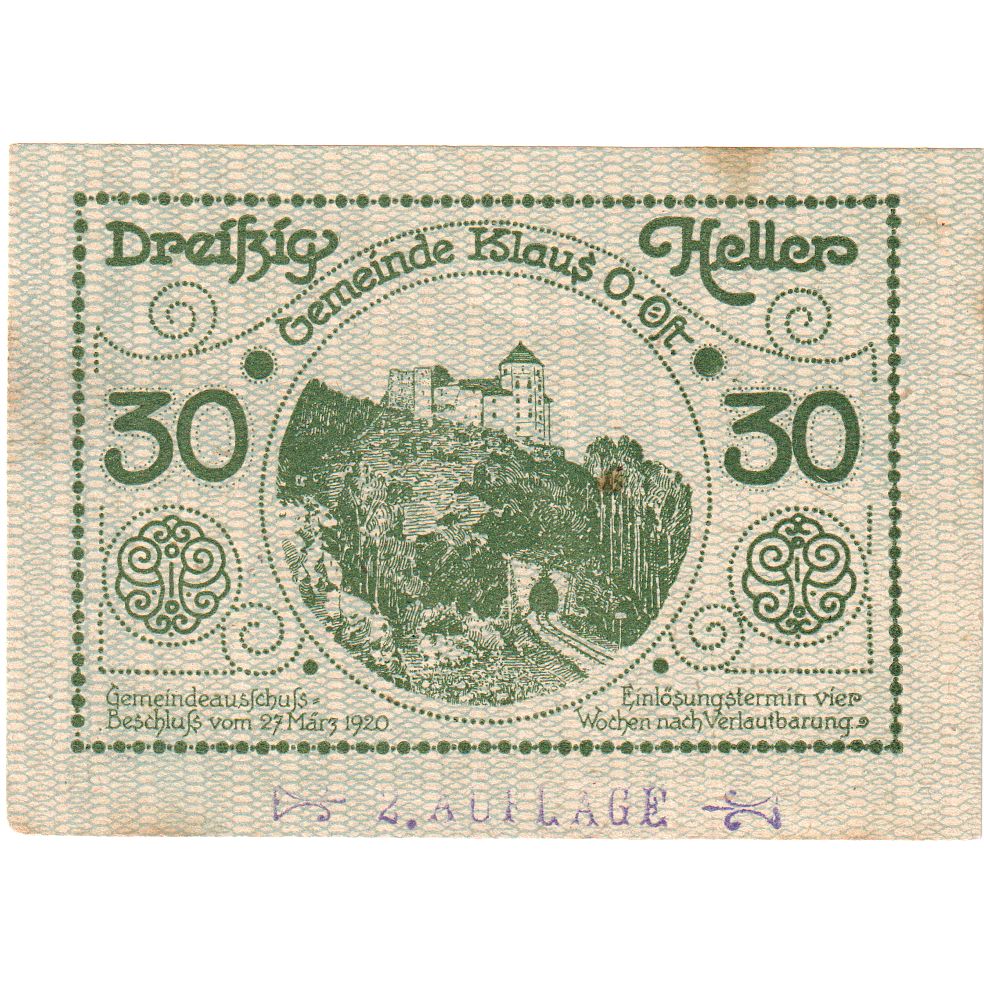 Österreich, Klaus, 30 Heller, 1920-03-27, VZ