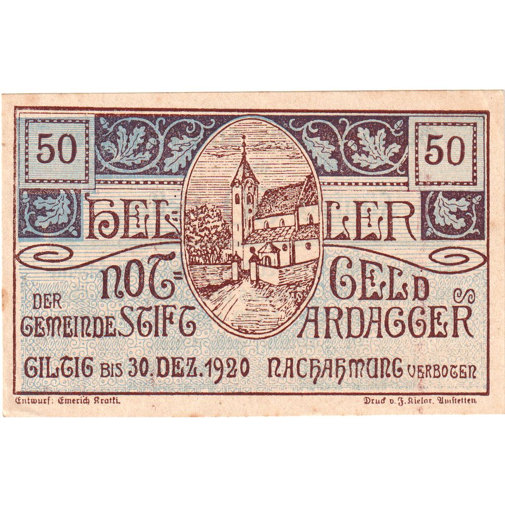 Austria, Stift Ardagger, 50 Heller, 1920-12-30, AU(55-58)