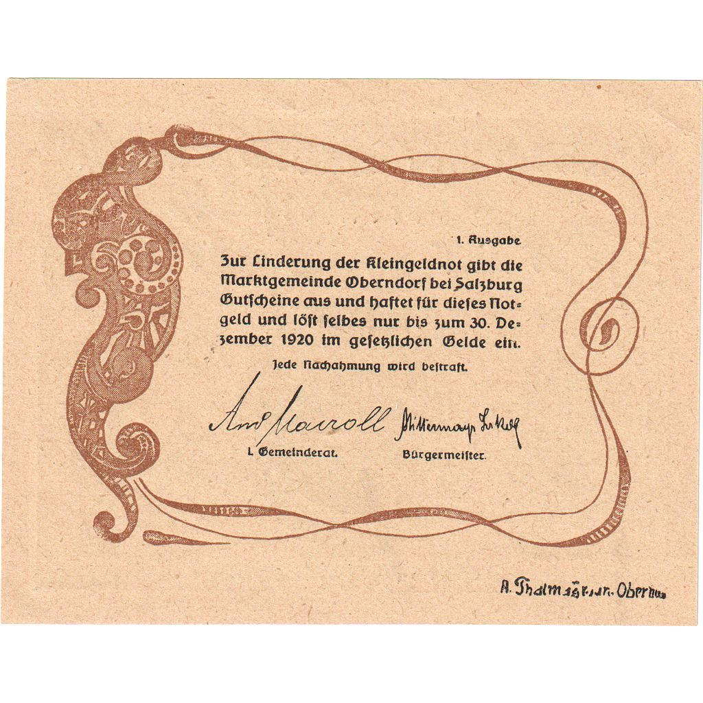 Österreich, Oberndorf, 50 Heller, 1920-12-31, UNZ-
