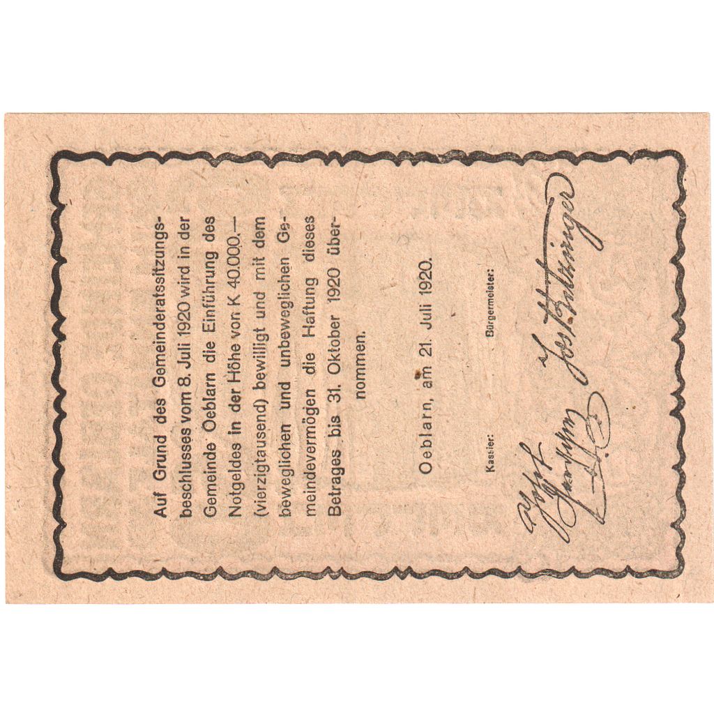 Österreich, Oeblarn, 60 Heller, 1920-10-31, UNZ-