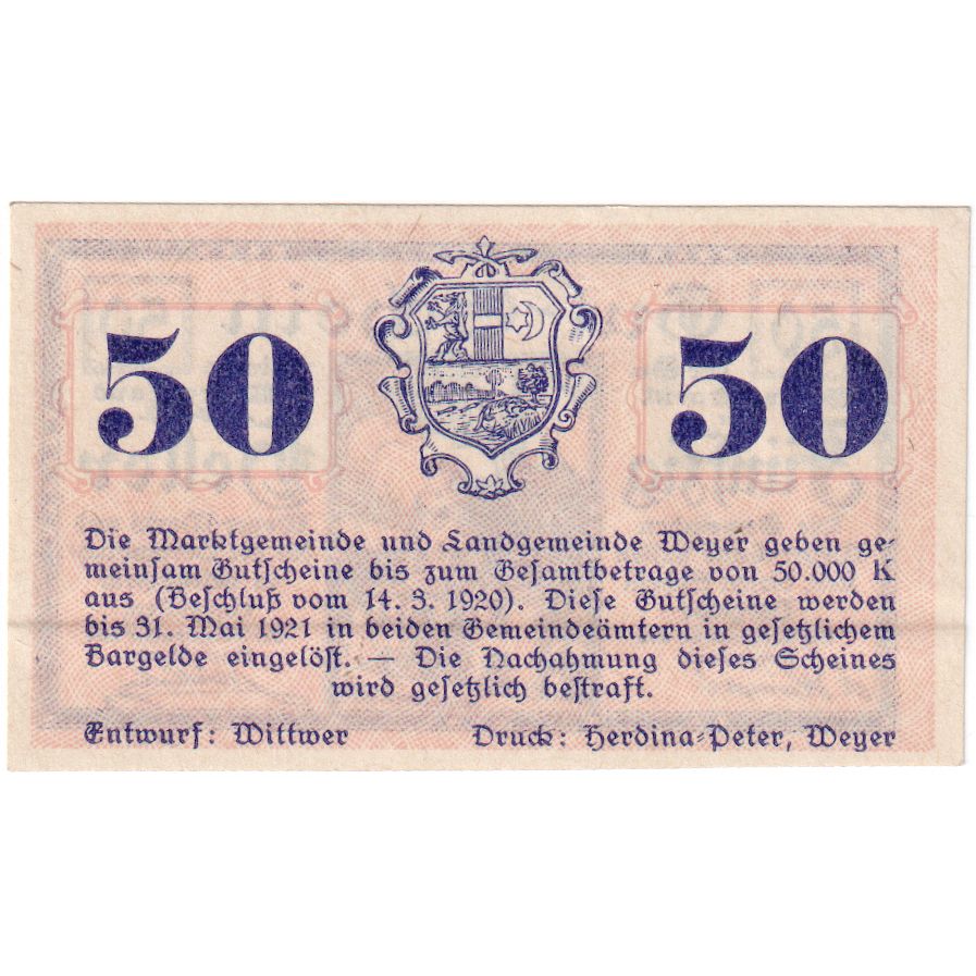 Österreich, Weyer, 50 Heller, 1920-12-31, UNZ-