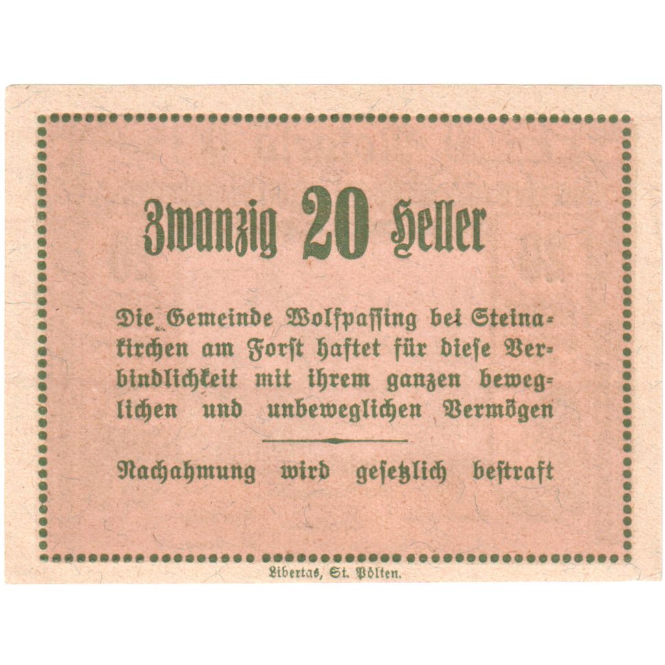 Österreich, Steinakirchen am Forst, 20 Heller, 1920-10-31, UNZ-