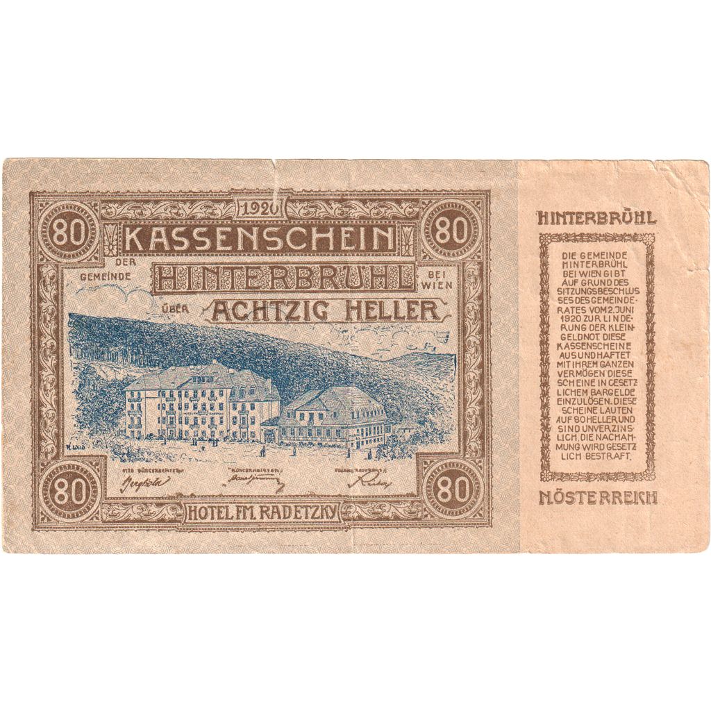 Austria, Hinterbrühl, 80 Heller, 1920-09-30, MB