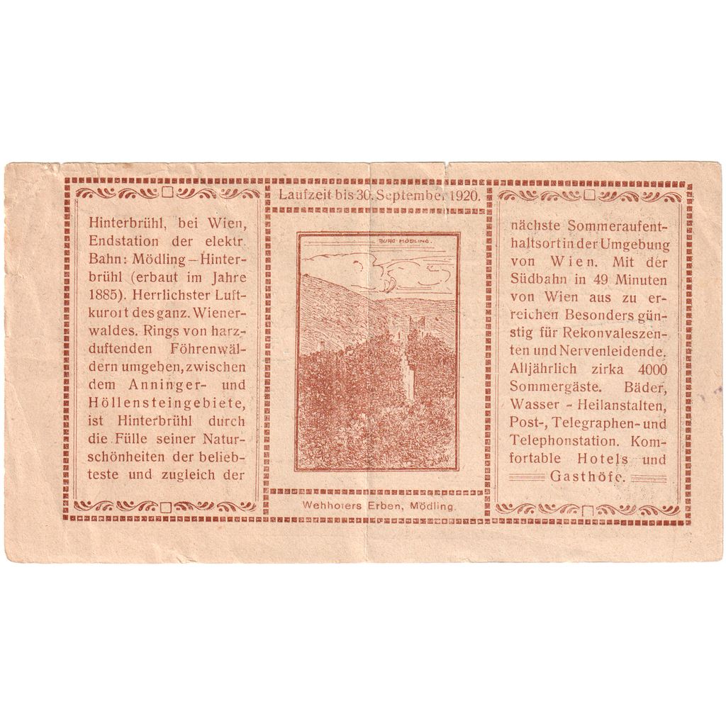 Austria, Hinterbrühl, 80 Heller, 1920-09-30, MB