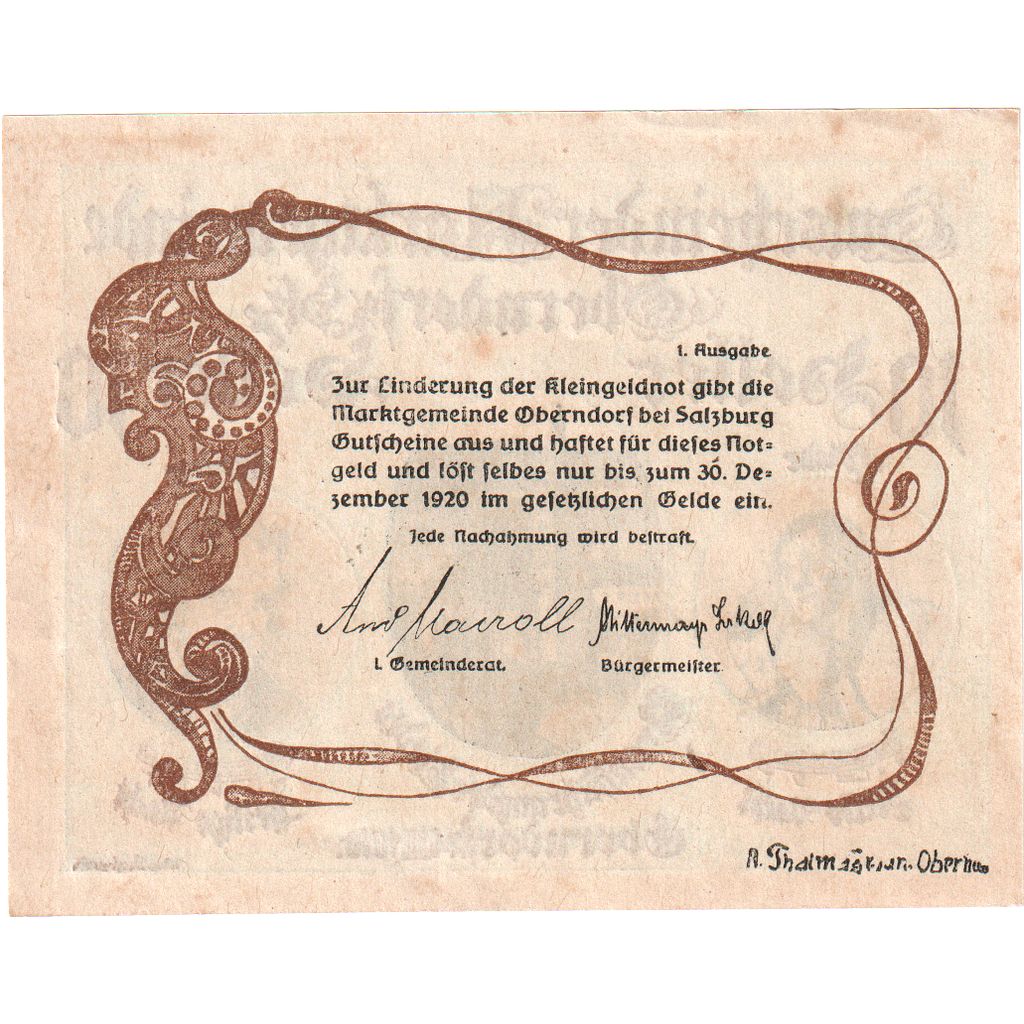 Österreich, Oberndorf, 10 Heller, 1920-12-31, VZ