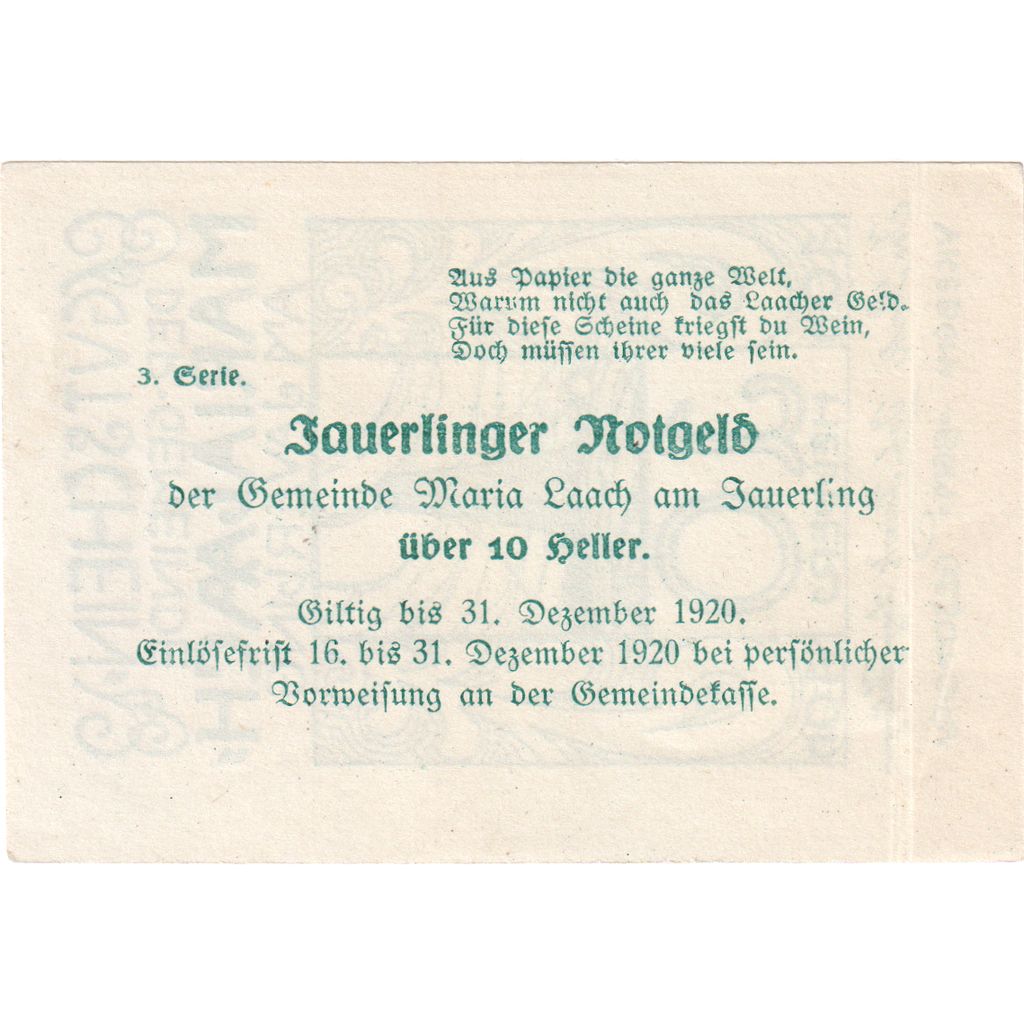 Österreich, Maria-Laach, 10 Heller, 1920-12-31, UNZ-