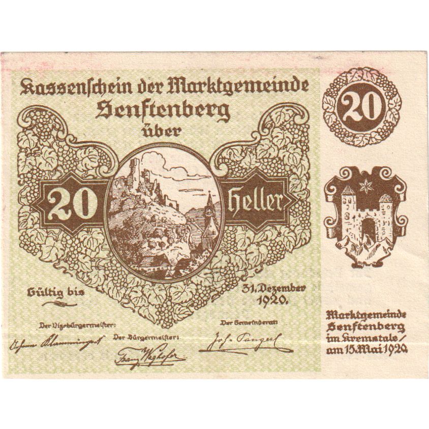 Österreich, Senftenberg, 20 Heller, 1920-12-31, UNZ-