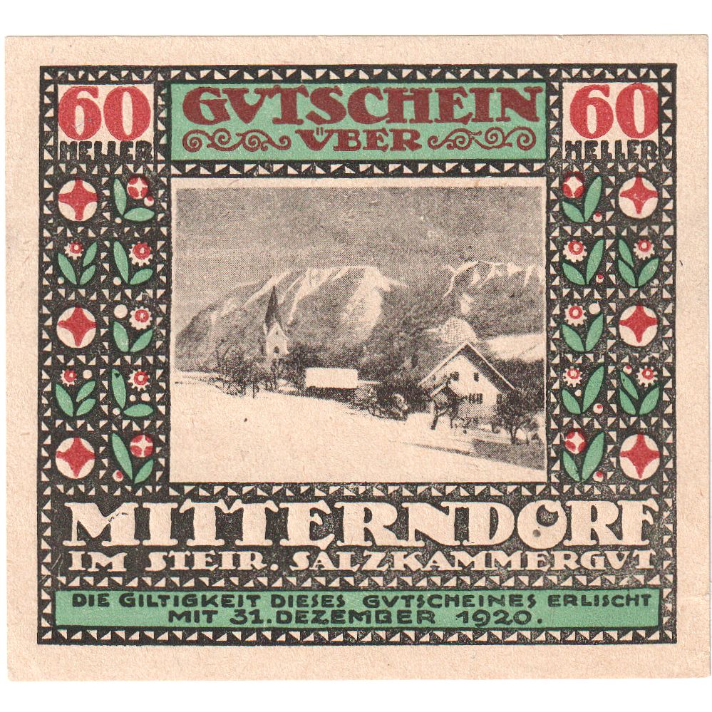 Österreich, Mitterndorf, 60 Heller, 1920-12-31, UNZ-