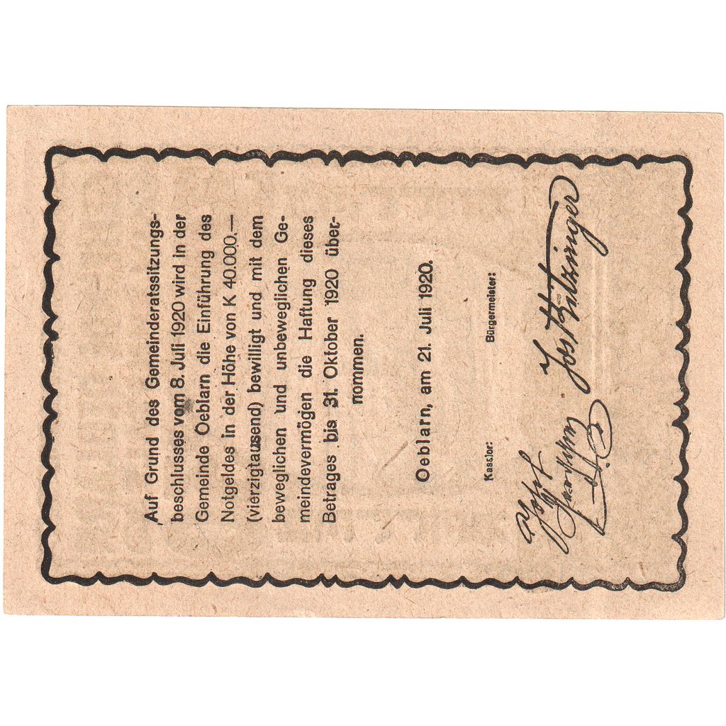 Österreich, Oeblarn, 30 Heller, 1920-10-31, UNZ-