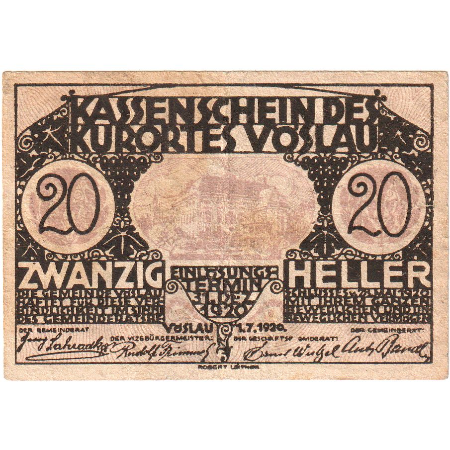 Österreich, Vöslau, 20 Heller, 1920-12-31, SS