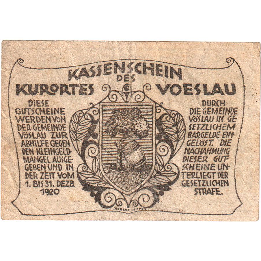 Österreich, Vöslau, 20 Heller, 1920-12-31, SS