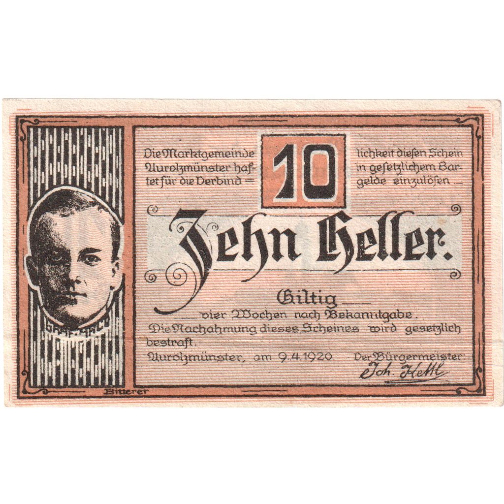 Österreich, Aurolzmunster, 10 Heller, 1920-04-09, UNZ-