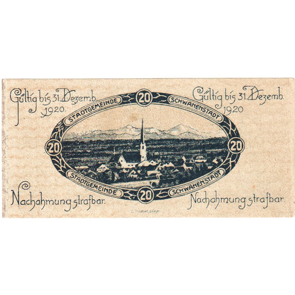 Österreich, Schwanenstadt, 20 Heller, 1920-12-31, UNZ-
