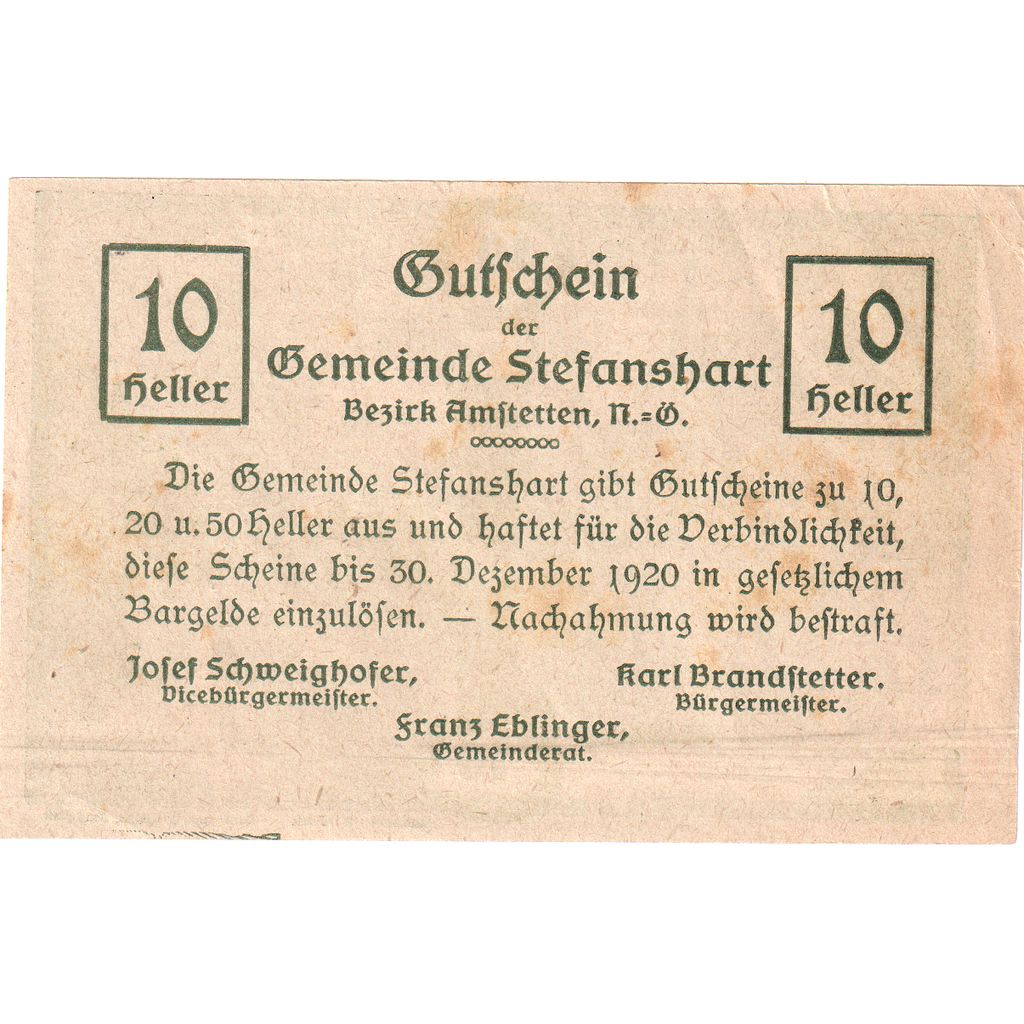 Österreich, Stefanshart, 10 Heller, 1920-12-30, UNZ-