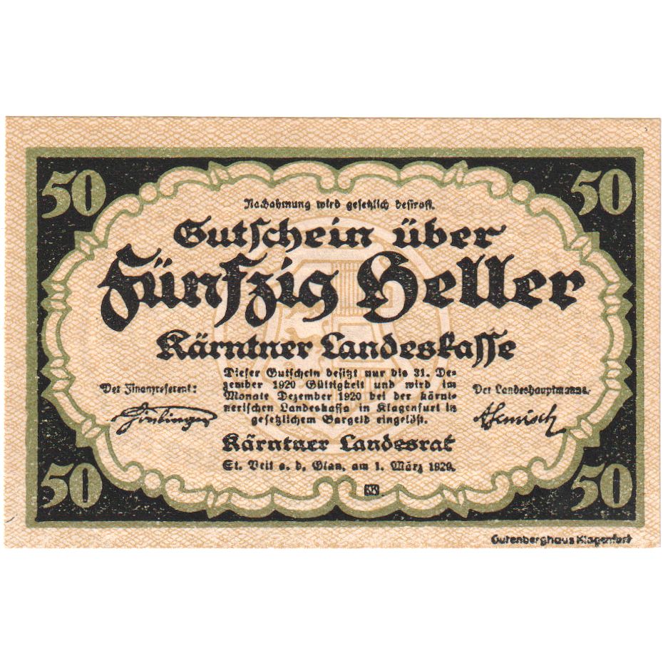 Österreich, Landesrat, 50 Heller, 1920-03-01, UNZ-